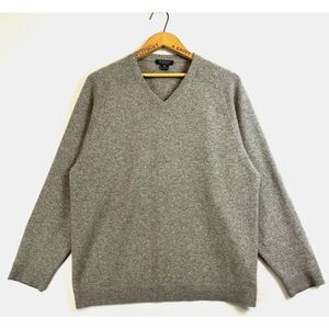 100% Cashmere Rossi Sweater Mens Medium V Neck Gray Pullover Classic